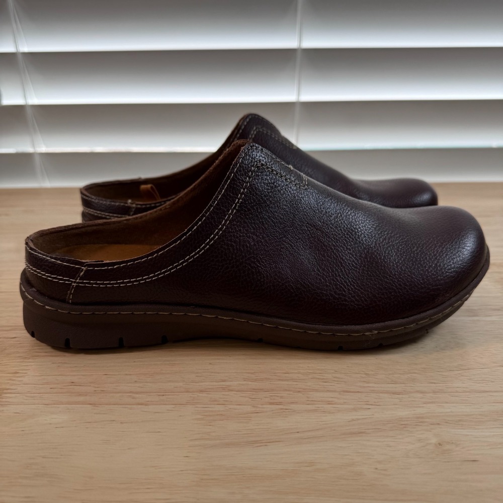 B.O.C Mules Men's Brown Leather Slip-On Closed-Toe Classic Comfort - 8.5